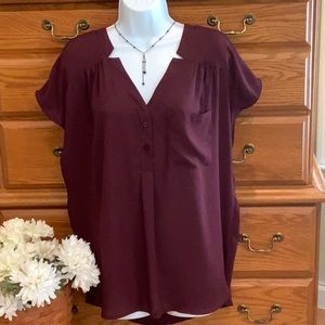 Burgundy Hi Lo Summer Blouse By NY&CO